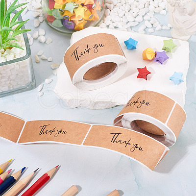 2 Rolls Rectangle Thank You Theme Paper Stickers DIY-TA0013-47B-1