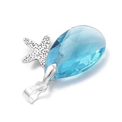 Ocean Themes Alloy & Glass Teardrop Pendants PALLOY-JF03881-1