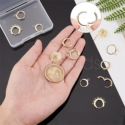12Pcs 2 Style Brass Huggie Hoop Earring with 2Pcs Ring Stud Earring Findings KK-PH0002-84-1