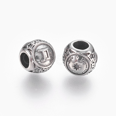 316 Surgical Stainless Steel European Beads STAS-P212-18P-12-1