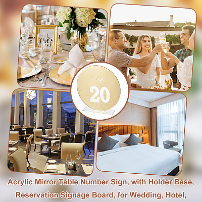 Acrylic Mirror Table Number Sign AJEW-WH0258-861B-1