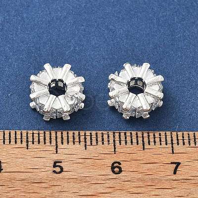 Brass Micro Pave Cubic Zirconia Beads KK-R216-01S-1