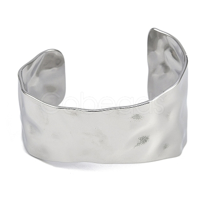 304 Stainless Steel Textured Cuff Bangles for Women BJEW-Z077-02P-1