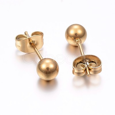 304 Stainless Steel Stud Earrings EJEW-H353-03G-5MM-1