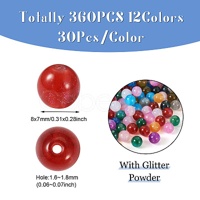 360Pcs 12 Colros Round Imitation Cat Eye Resin Beads OACR-TA0001-12-1