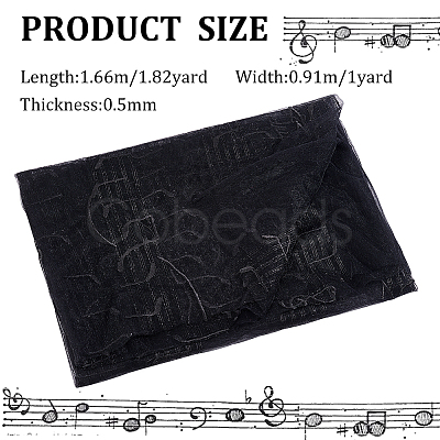 Musical Note Pattern Polyester Mesh Fabric DIY-WH0449-28B-1