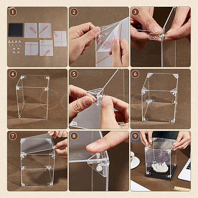 Acrylic Minifigures Display Cases with Black Base ODIS-WH0079-068A-1