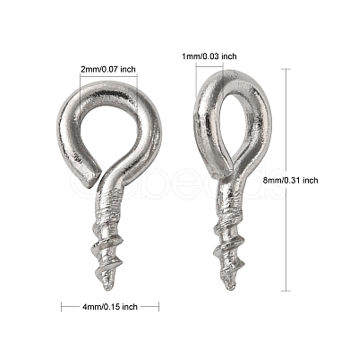 Non-Tarnish 304 Stainless Steel Screw Eye Pin Peg Bails X-STAS-K171-52P-8x4mm-1