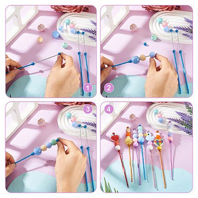 4Pcs DIY Alloy Beadable Crochet Hooks AJEW-TA0003-50D-1
