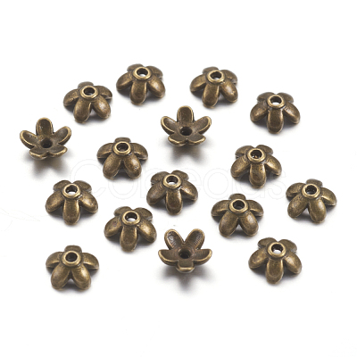 Tibetan Style Zinc Alloy Bead Caps TIBEB-6.5x3-AB-FF-1