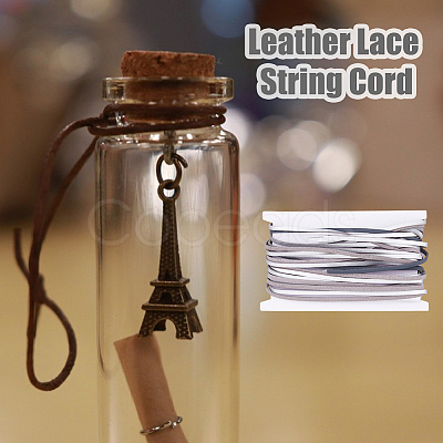 10Pcs Flat PU Leather Cord WL-DC0001-02F-1
