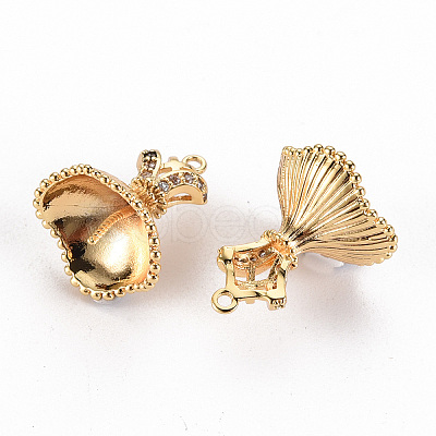 Brass Micro Pave Clear Cubic Zirconia Peg Bails Charms KK-S356-279-NF-1