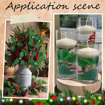 45Pcs Foam & Cloth Artificial Holly Leaves AJEW-SC0031-52B-1