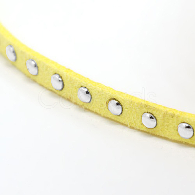 Silver Aluminum Studded Faux Suede Cord LW-D004-08-S-1