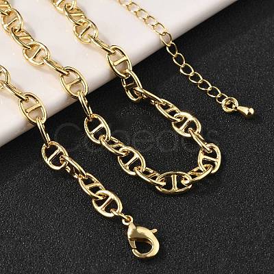 Brass Oval Link Chain Necklaces for Women Men NJEW-F337-05G-1