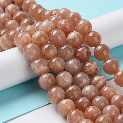 Round Natural Grade B Sunstone Beads Strands G-F222-33-10mm-1