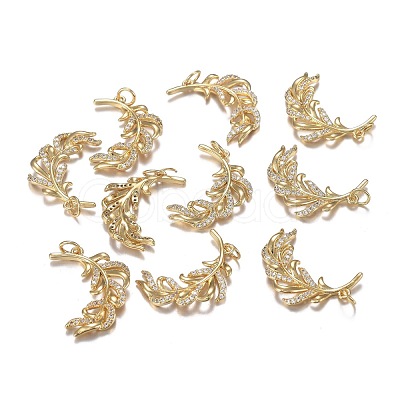 Brass Micro Clear Cubic Zirconia Pendants ZIRC-F120-085G-1