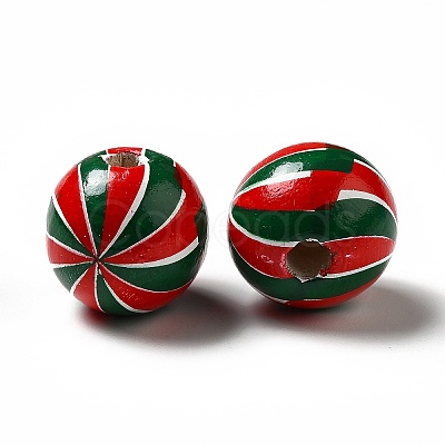 Christmas Theme Printed Natural Wooden Beads WOOD-L020-A05-1