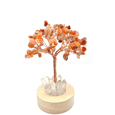 Natural Carnelian Chips Tree Night Light Lamp Decorations PW-WG63079-05-1