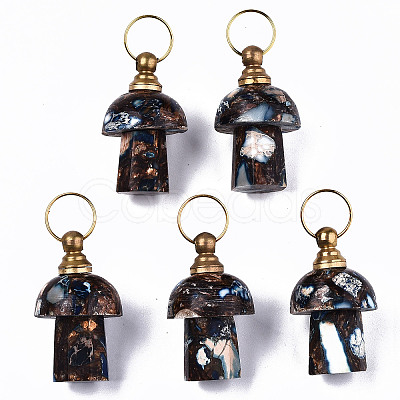 Assembled Synthetic Bronzite and Imperial Jasper Openable Perfume Bottle Pendants LS-G-S366-057F-1