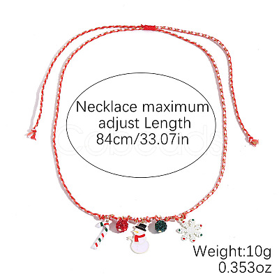 Christmas Alloy & Acrylic Pendant Braided Polyester Cord Necklaces FS-WG3DBCD-09-1