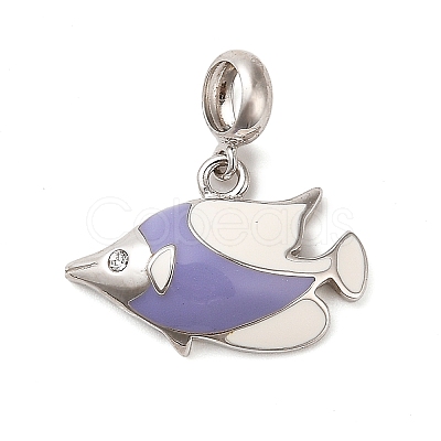 Rhodium Plated 925 Sterling Silver Enamel European Dangle Charms LS-STER-P062-01A-05-1