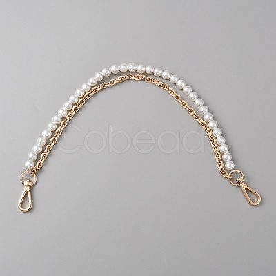 Plastic Imitation Pearl Beaded Double Strand Bag Handles DIY-WH0449-21A-G-1