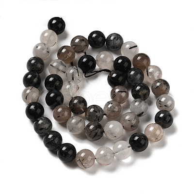 Natural Black Rutilated Quartz Beads Strands G-R446-6mm-37-01-1