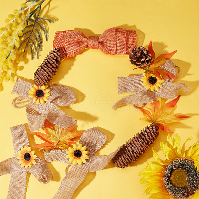 Polyester Ribbon Sunflower Bow DIY-WH0321-08-1