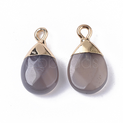 Natural Grey Agate Pendants G-S359-017C-1
