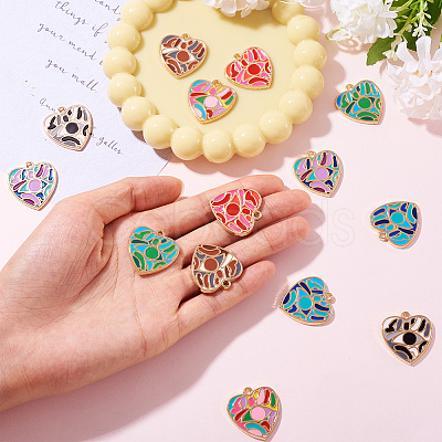 14Pcs 7 Colors Rack Plating Alloy Enamel Pendants ENAM-TA0002-54-1