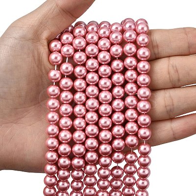 Eco-Friendly Dyed Glass Pearl Round Beads Strands HY-A002-8mm-RB109-1