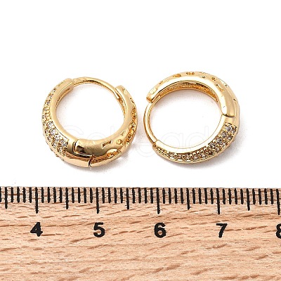 Brass Micro Pave Clear Cubic Zirconia Hoop Earrings EJEW-F391-02G-1