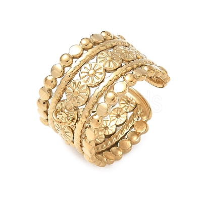 Flower 304 Stainless Steel Finger Rings Components SA-CBA45D5-14G-1