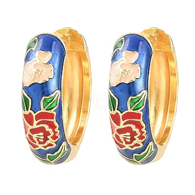 Brass Enamel Hoop Earrings KK-CBA8324-13G-02-1