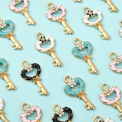 40Pcs 4 Colors Alloy Enamel Pendants ENAM-CJ0002-59-1