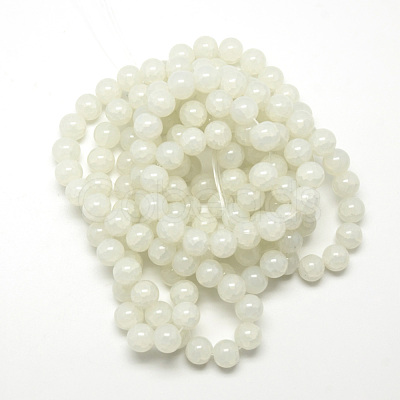 Baking Paint Crackle Glass Beads Strands X-DGLA-Q023-8mm-YS1-1