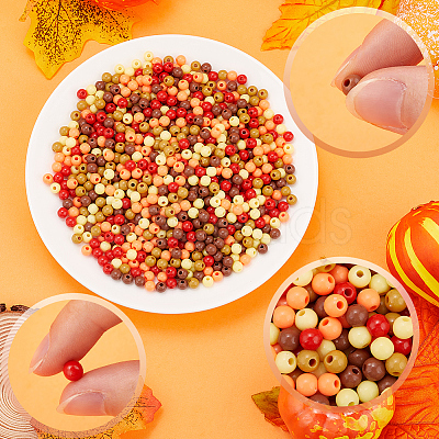 Thanksgiving Day Theme 1500Pcs 5 Colors Opaque Acrylic Beads MACR-SP0001-01A-03-1