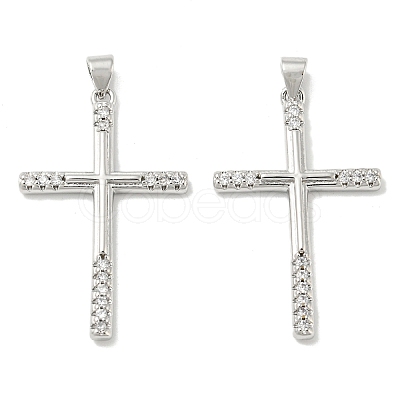 Rack Plating Brass Micro Pave Cubic Zirconia Pendants KK-F869-07P-1