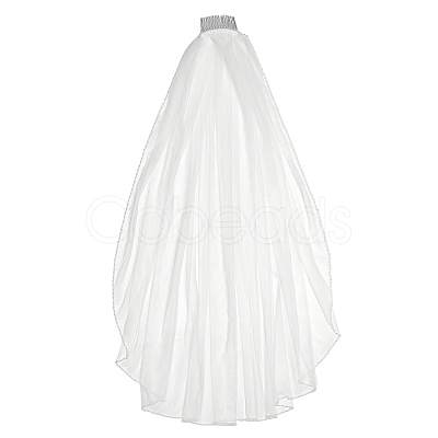 Gauze & Plastic Pearl & Resin Hair Combs OHAR-WH0029-17-1