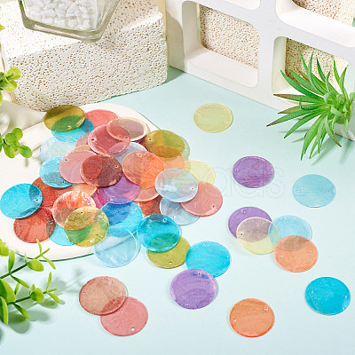 80Pcs 8 Colors Dyed Natural Capiz Shell Connector Charms BSHE-TA0001-21-1