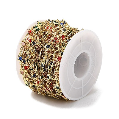 Star Handmade Brass Glass Beaded Chains CHC-M024-03G-1