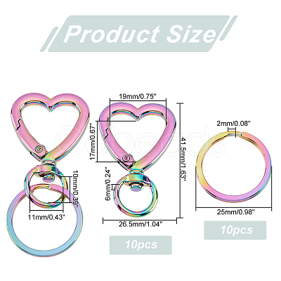 10Pcs Heart Alloy Swivel Clasps FIND-PH0009-04-1
