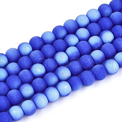 Frosted Opaque Glass Beads Strands GLAA-T032-P4mm-MBB11-1