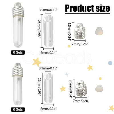 12Pcs 2 Style Clear Glass Tube Wish Bottle Pendants FIND-PH0017-07-1