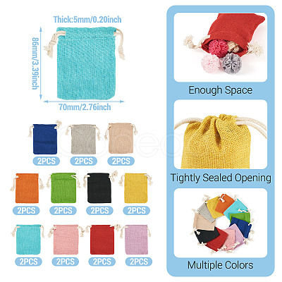 22Pcs 11 Colors Rectangle Cloth Packing Pouches ABAG-TA0001-87A-1
