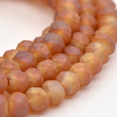 Full Rainbow Plated Faceted Rondelle Glass Beads Strands EGLA-J054-4x3mm-FR03-1