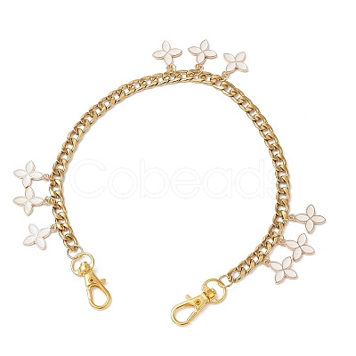 Alloy Enamel Flower Charm 304 Stainless Steel Cuban Link Chain Bag Decorative Chains FIND-JF00160-01-1