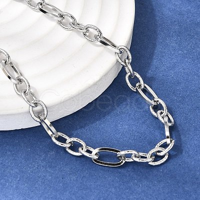 5.5MM 201 Stainless Steel Textured Figaro Chain Necklaces for Unisex NJEW-K302-17P-1