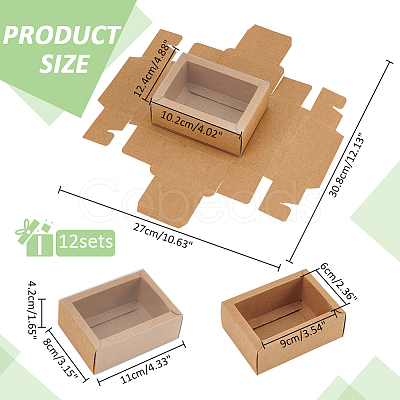 Foldable Paper Drawer Boxes with Clear Plastic Cover CON-WH0095-68B-01-1